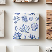 Modern Blue White Seashell Corean Ocean Muster Fliese