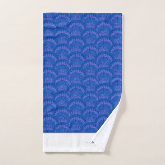 Modern Blue White Seashell Monogram Coastal Badhandtuch Set (Handtuch)