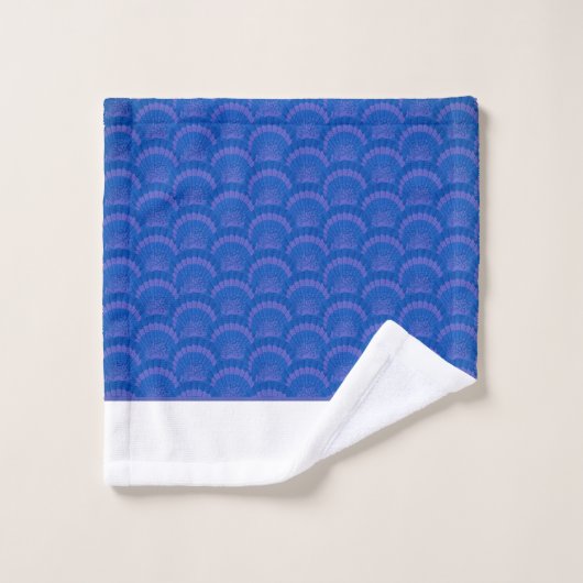 Modern Blue White Seashell Monogram Coastal Badhandtuch Set (Waschlappen)