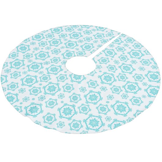 Modern Blue White Snowflake Muster Weihnachten Polyester Weihnachtsbaumdecke (Schrägansicht)