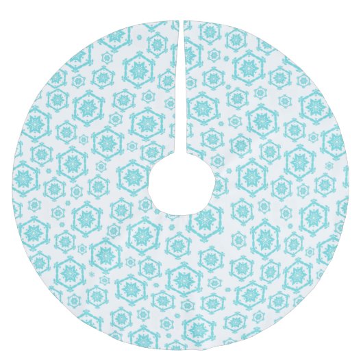 Modern Blue White Snowflake Muster Weihnachten Polyester Weihnachtsbaumdecke (Vorderseite)