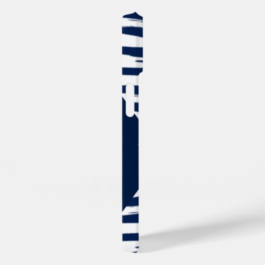 Modern Blue White Strip Monogram Custom Case-Mate iPhone Hülle (Rückseite / Rechts)