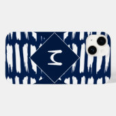 Modern Blue White Strip Monogram Custom Case-Mate iPhone Hülle (Rückseite (Horizontal))