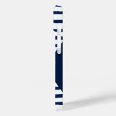 Modern Blue White Strip Monogram Custom Case-Mate iPhone Hülle (Rückseite / Links)