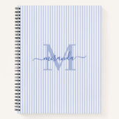Modern Blue & White Stripes Monogram Name Notizblock (Vorderseite)