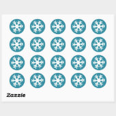Modern Blue White Winter Snowflake Runder Aufkleber (Blatt)