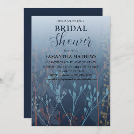 Modern Blue Wild Grass Bridal Dusche Einladung