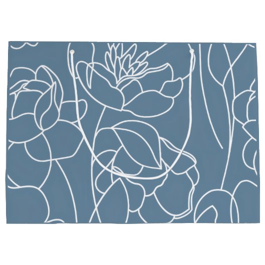 Modern Blue Wildflower Große Geschenktüte (Rückseite)