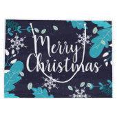 Modern Blue Winter Botanical Custom Christmas Große Geschenktüte (Rückseite)
