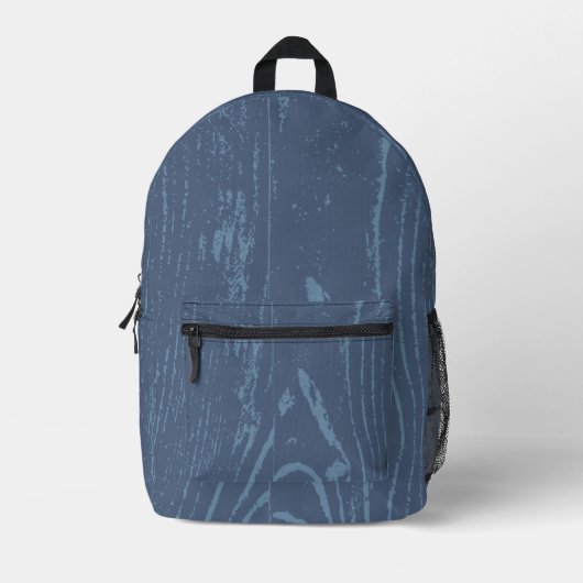 Modern Blue Wood Grain Bedruckter Rucksack (Vorderseite)