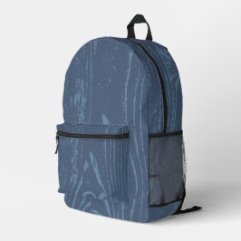 Modern Blue Wood Grain Bedruckter Rucksack