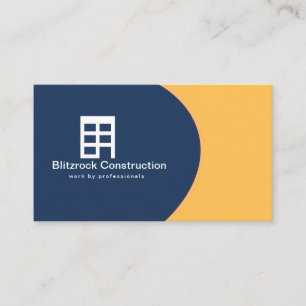 Modern Blue Yellow Construction Company Logo Visitenkarte