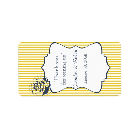 Modern Blue Yellow Strip Wedding Lip Balm Label Adressaufkleber (Vorne)
