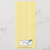 Modern Blue Yellow Stripe Wedding Menu Menükarte (Rückseite)