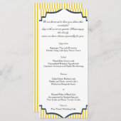 Modern Blue Yellow Stripe Wedding Menu Menükarte (Vorne/Hinten)
