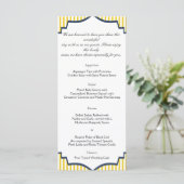 Modern Blue Yellow Stripe Wedding Menu Menükarte (Stehend Vorderseite)