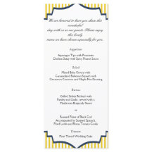 Modern Blue Yellow Stripe Wedding Menu