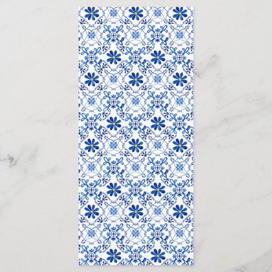 Modern Blue Yellow Tile Lemon Menu Menükarte (Rückseite)