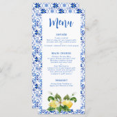 Modern Blue Yellow Tile Lemon Menu Menükarte (Vorne/Hinten)