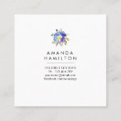 Modern Blue YELLOW Wasserfarbe Peelingflora Quadratische Visitenkarte (Rückseite)