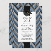 Modern Blue Zickzack 2013 Graduation Party Einladung (Vorne/Hinten)