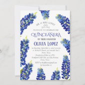 Modern Bluebonnets Quinceañera Floral 15 Geburtsta Einladung (Vorderseite)
