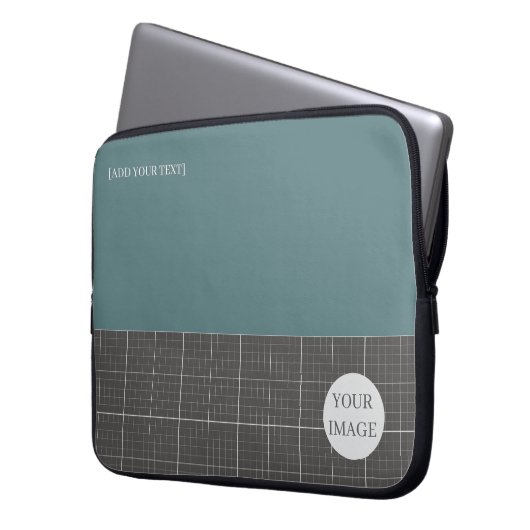 Modern Blueprint Geometric Grid Laptop Sleeve LS02 (Vorderseite Links)