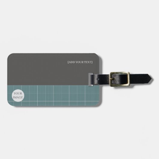 Modern Blueprint Geometric Grid Lugagge Tag LT01 Gepäckanhänger (Vorderseite horizontal)