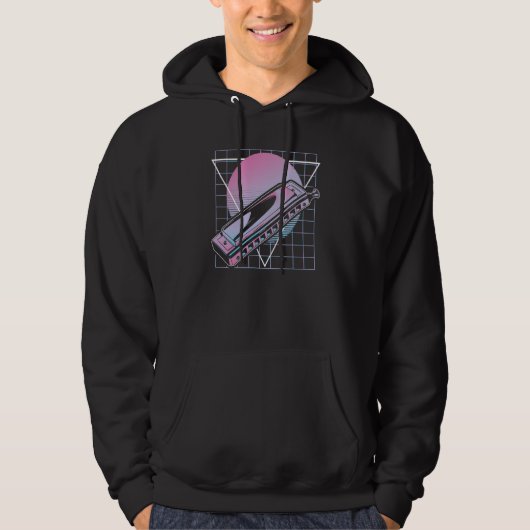 Modern Blues Disco Harp Retro Harmonica Hoodie (Vorderseite)