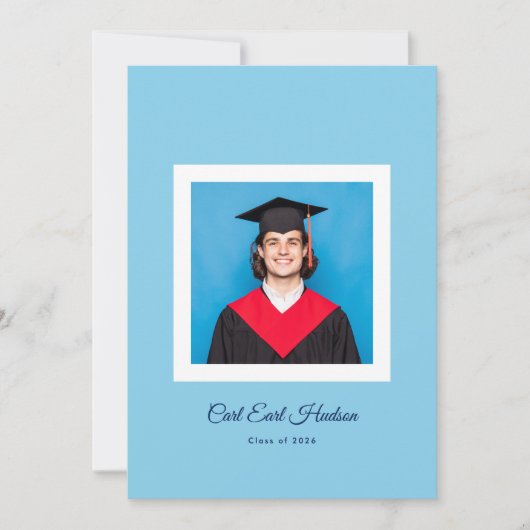 Modern Blues & White High School Photo Grad Ankündigung (Vorderseite)