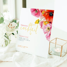 Modern Blumenmohn Signature Cocktail Zeichen Sockelschild