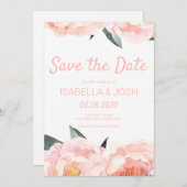 Modern Blumenpfirsiche Pink Peak Save the Date (Vorne/Hinten)