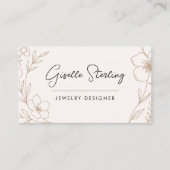Modern Blush and Black Botanical Jewelry Designer Visitenkarte (Vorderseite)