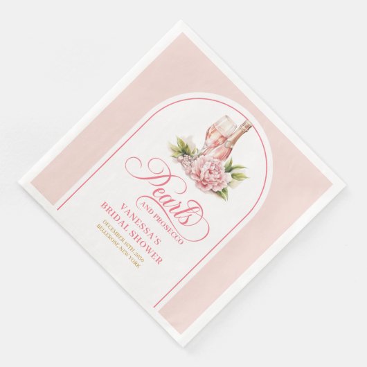 Modern blush and gold napkins pearls and prosecco serviette (Ecke)