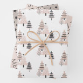 Modern Blush and Neutral Christmas Tree Geschenkpapier Set (Beispiel)