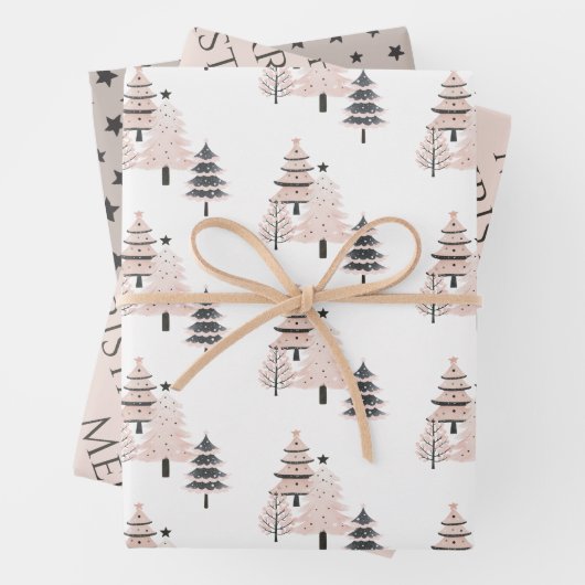 Modern Blush and Neutral Christmas Tree Geschenkpapier Set (Beispiel)