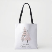 Modern Blush and Neutral Christmas Tree Tote Bag Tasche (Vorderseite)