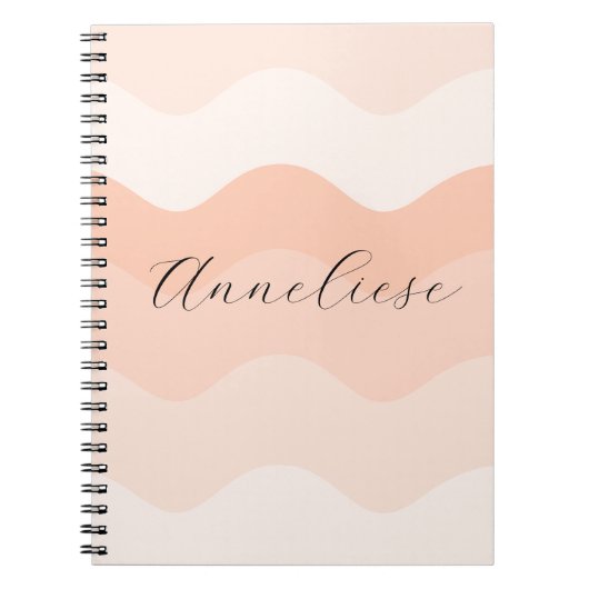 Modern Blush and Peach Waves Personalized Notizblock (Vorderseite)