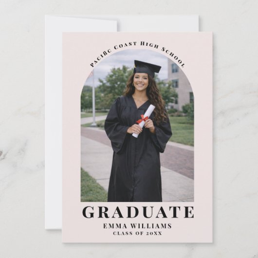 Modern Blush Arch Graduate Announcement Einladung (Vorderseite)