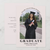 Modern Blush Arch Graduate Announcement Einladung (Vorne/Hinten)