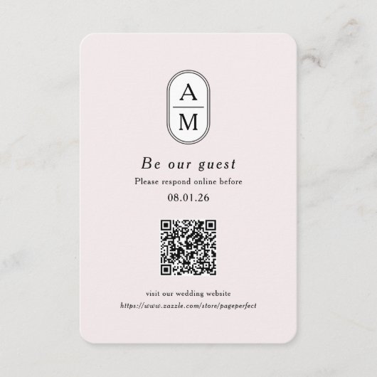 Modern Blush arch initialisiert uAwg mit QR-Code Begleitkarte (Vorderseite)