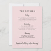Modern Blush Bachelorette Wochenende Ausflug Einladung (Rückseite)