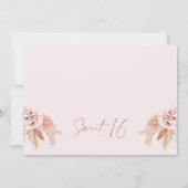 Modern Blush Boho Bloral Foto Sweet 16 Birthday Einladung (Rückseite)