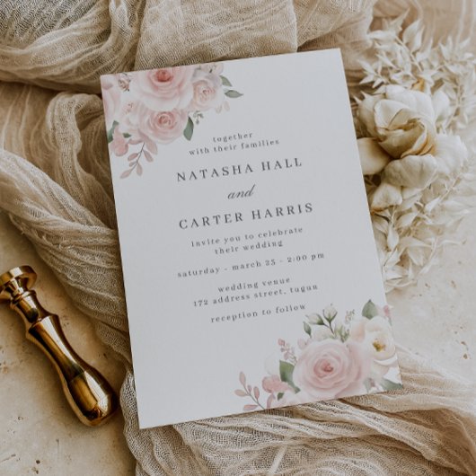 Modern Blush Botanical Wedding Einladung