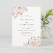 Modern Blush Botanical Wedding Einladung (Stehend Vorderseite)