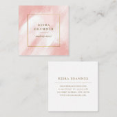 Modern Blush Brush Schlaganfälle Gold Frame Square Quadratische Visitenkarte (Vorne/Hinten)