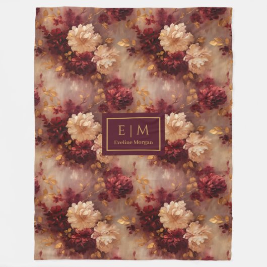 Modern Blush Burgund Gold Personalisiert Boho Styl Fleecedecke (Vorderseite)