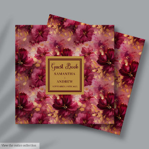Modern Blush Burgundy Gold Wedding Gästebuch