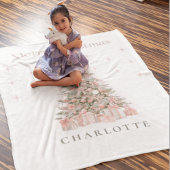 Modern Blush Christmas Tree Personalized Holiday Fleecedecke
