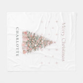 Modern Blush Christmas Tree Personalized Holiday Fleecedecke (Vorderseite (Horizontal))